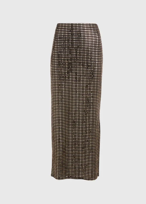 Et Vous Black & Gold Sequin Midi Skirt - Size 8 Image 5