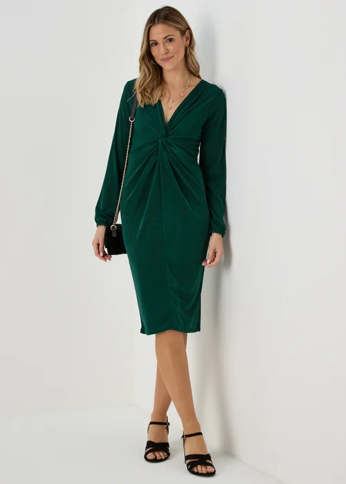 Green Front Knot Dress - 8 Image 4