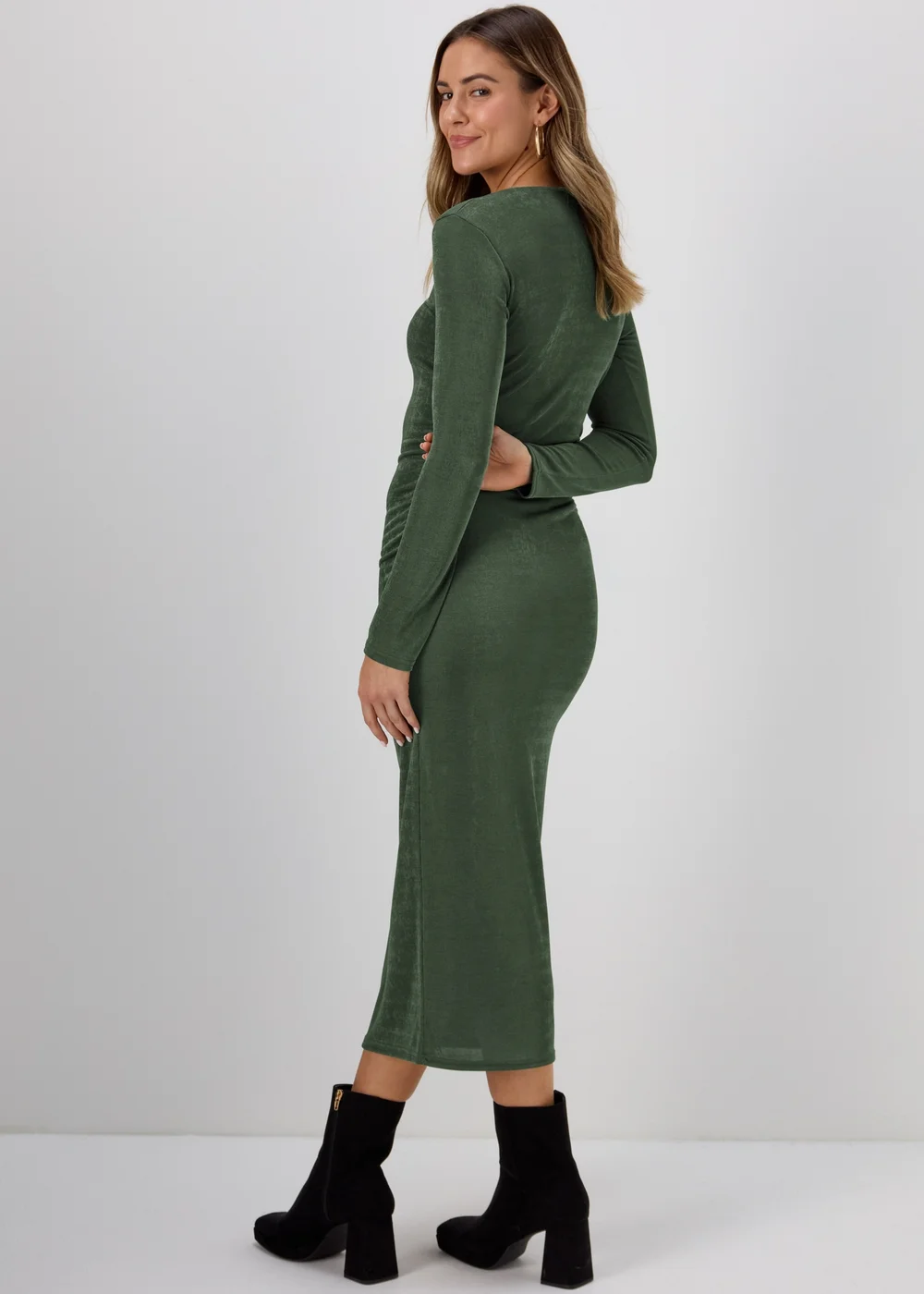 Green Ruched Side Dress - 8 Image 2