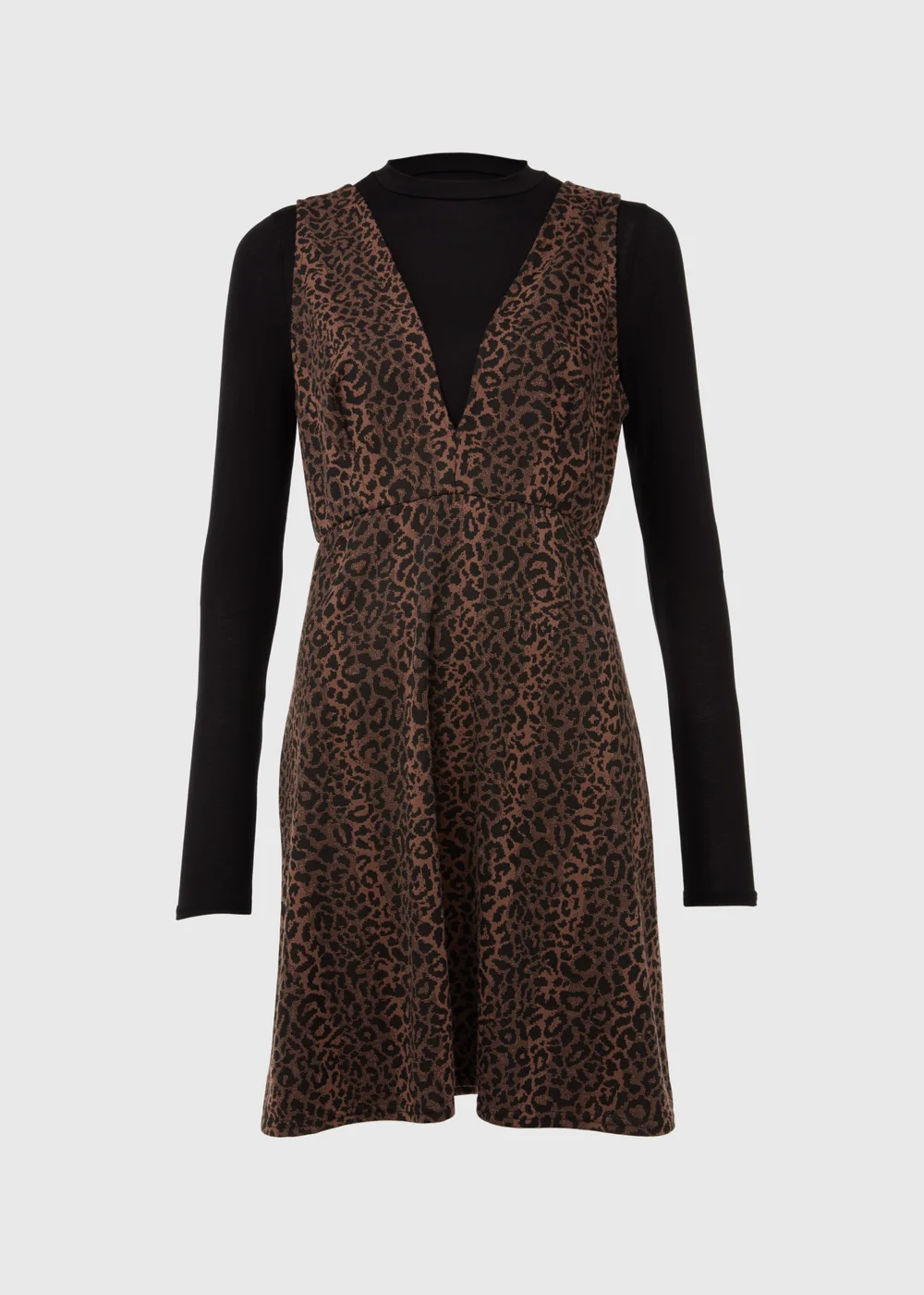 Black Leopard Print Pinafore Dress - 8 Image 5