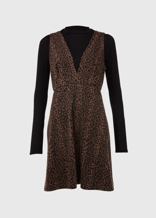Black Leopard Print Pinafore Dress - 8 Image 5