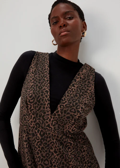 Black Leopard Print Pinafore Dress - 8 Image 3