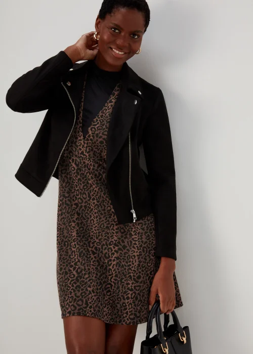 Black Leopard Print Pinafore Dress - 8 Image 1