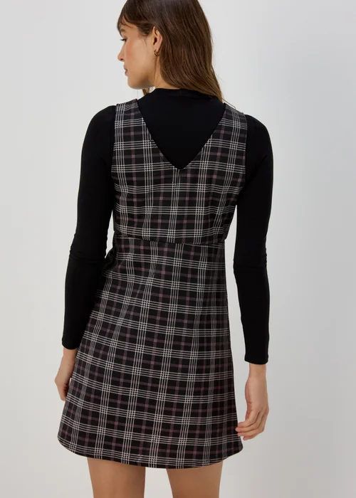 Black & Check Pinafore Dress - 8 Image 2