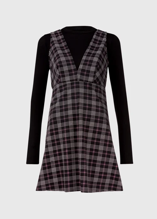 Black & Check Pinafore Dress - 8 Image 5