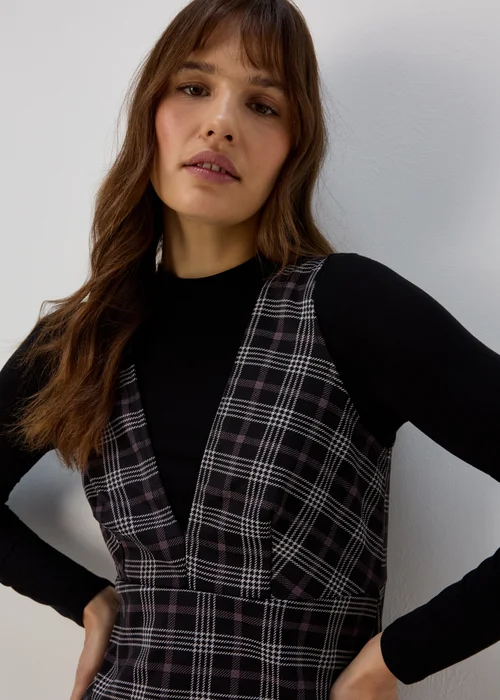 Black & Check Pinafore Dress - 8 Image 3