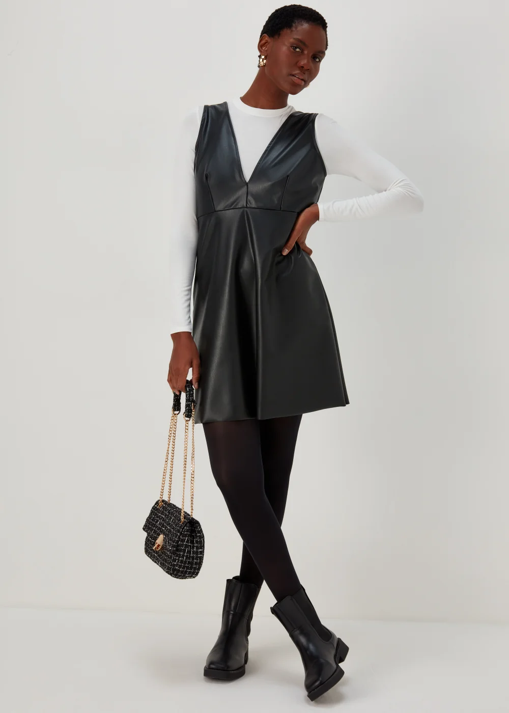 Black Pinafore Dress - 8 Image 1