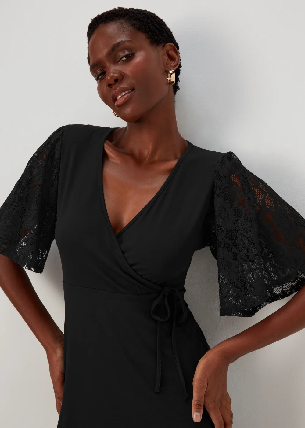 Black Lace Sleeve Dress - 8 Image 3