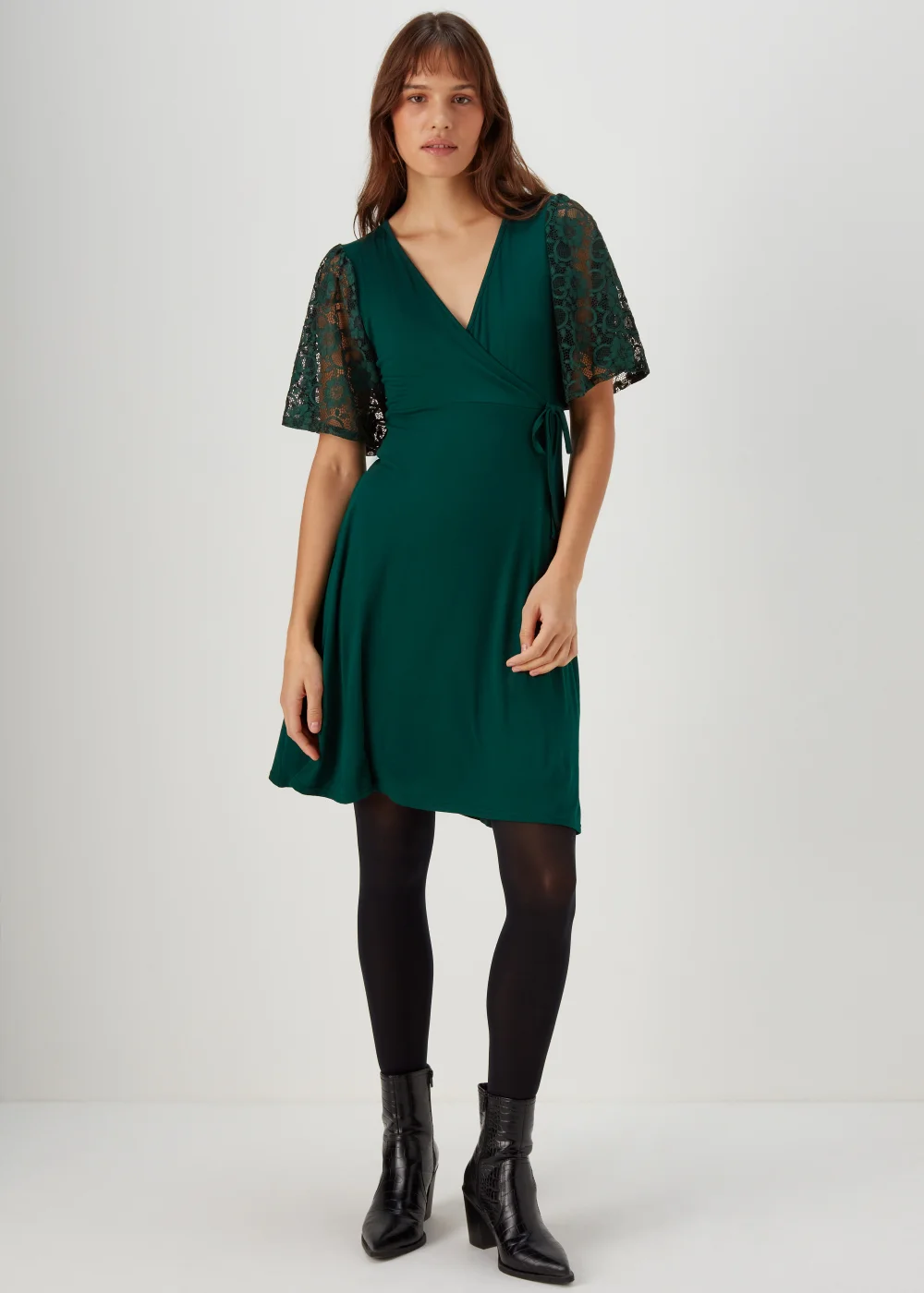 Green Lace Sleeve Dress - 8 Image 1