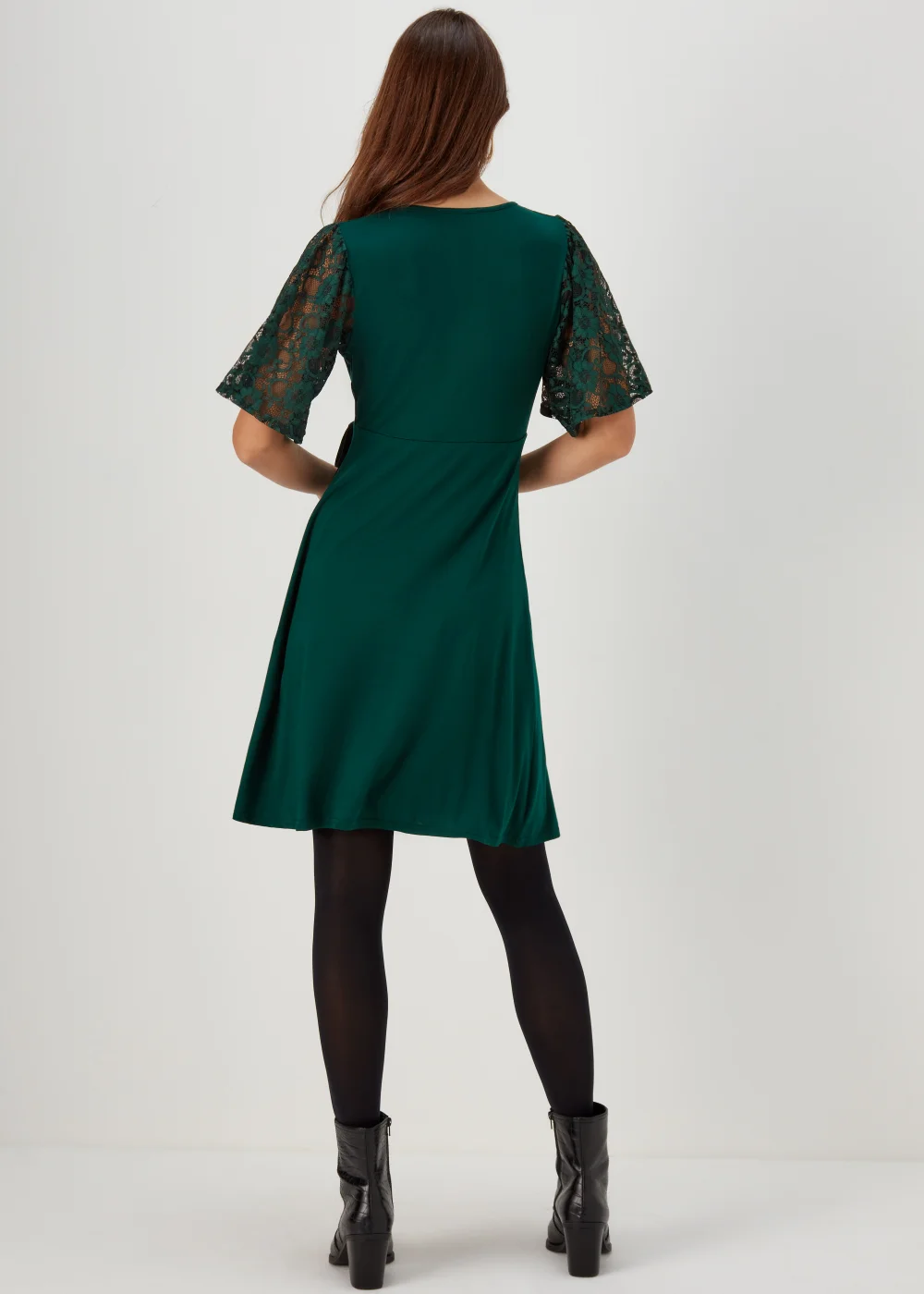 Green Lace Sleeve Dress - 8 Image 2