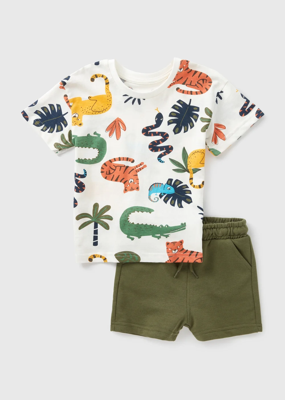 Boys Ecru Safari Print T-Shirt & Shorts Set (1-7yrs) - 1-1.5 Yrs Image 1