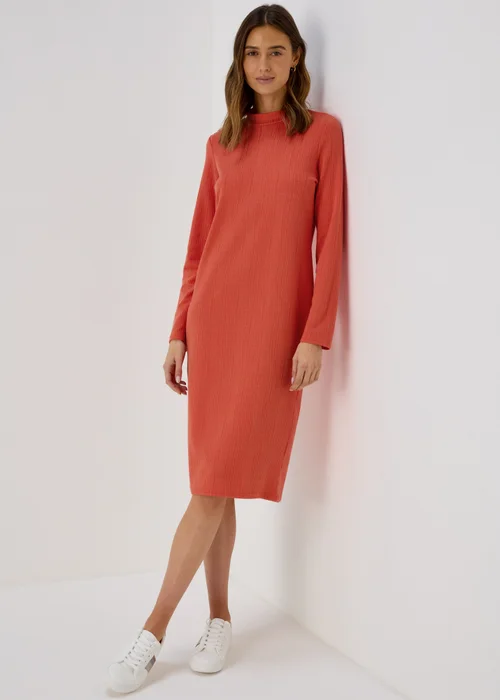 Orange High Neck Midi Dress - 8 Image 1
