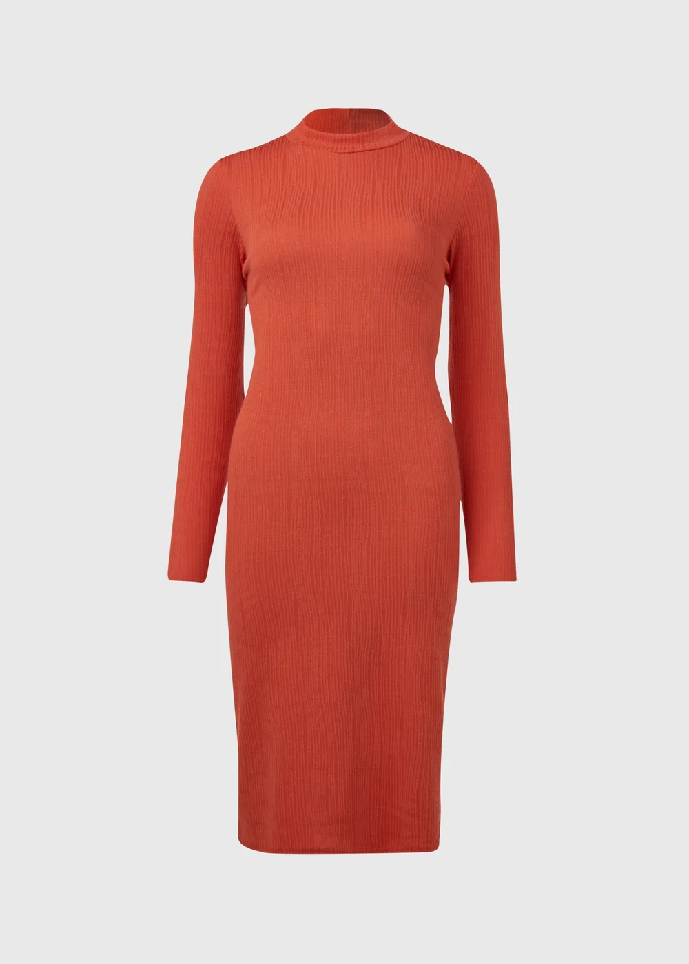 Orange High Neck Midi Dress - 8 Image 5