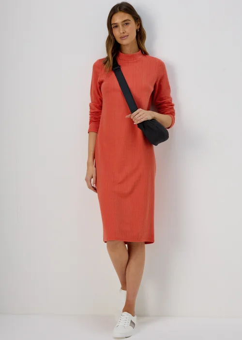Orange High Neck Midi Dress - 8 Image 4