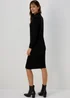 Black Textured High Neck Midi Dress - 8 Image 2