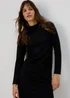 Black Textured High Neck Midi Dress - 8 Image 3