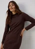Brown High Neck Midi Dress - 8 Image 3