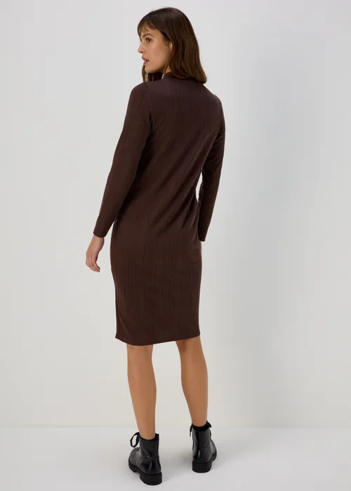 Brown High Neck Midi Dress - 8 Image 2