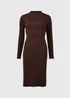 Brown High Neck Midi Dress - 8 Image 5