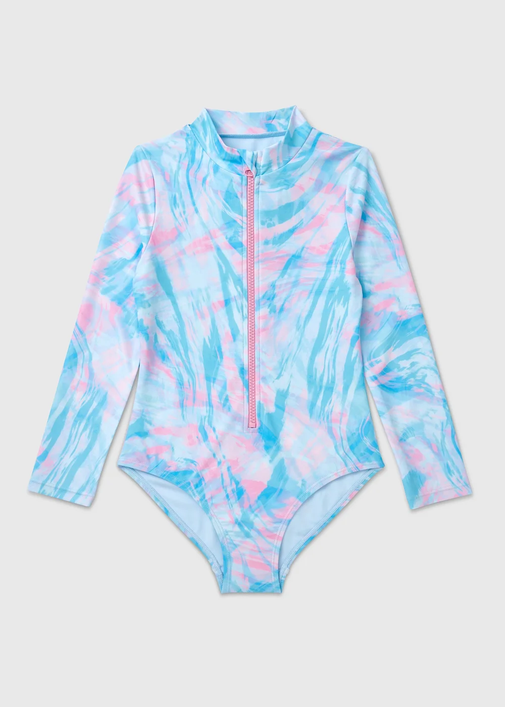 Girls Multicolour Palm Tree Zip Swimsuit (6-13yrs) - 6-7 Yrs Image 1