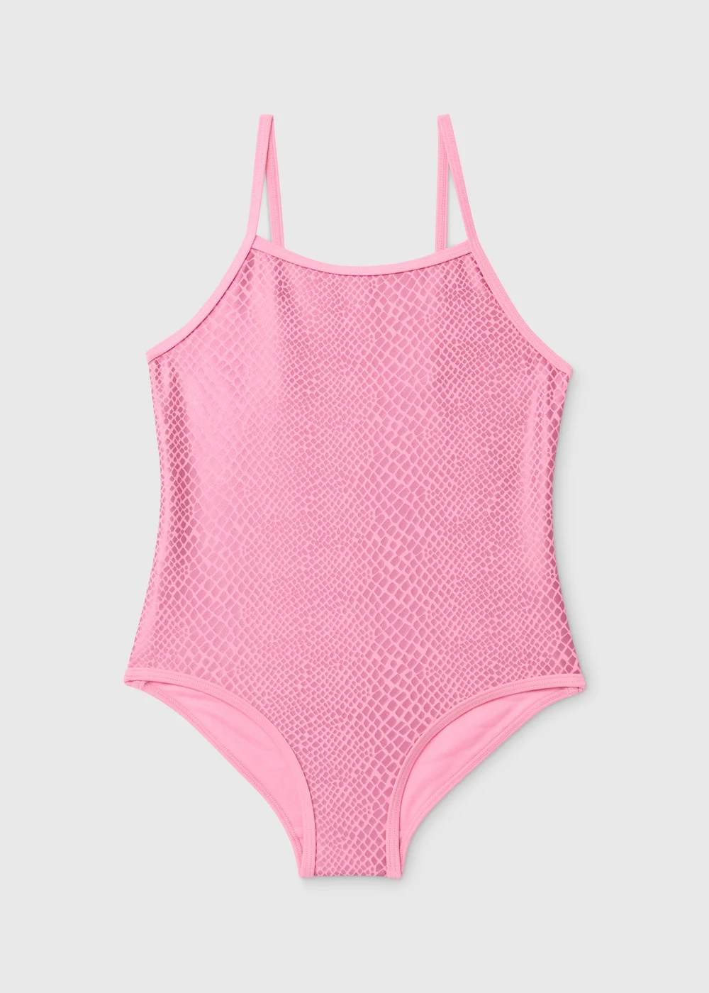 Girls Pink Metallic Snake Swimsuit (7-13yrs) - 6-7 Yrs Image 1