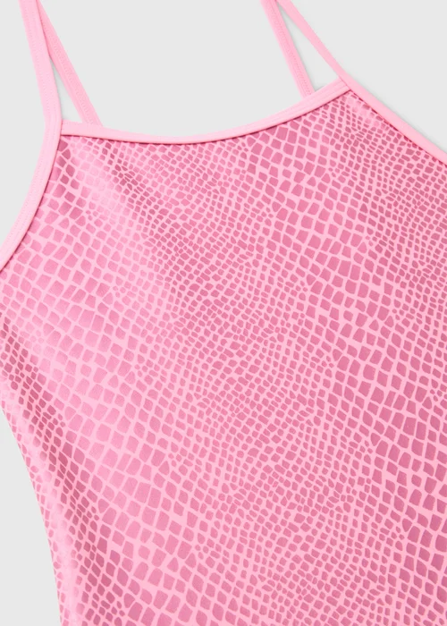 Girls Pink Metallic Snake Swimsuit (7-13yrs) - 6-7 Yrs Image 2