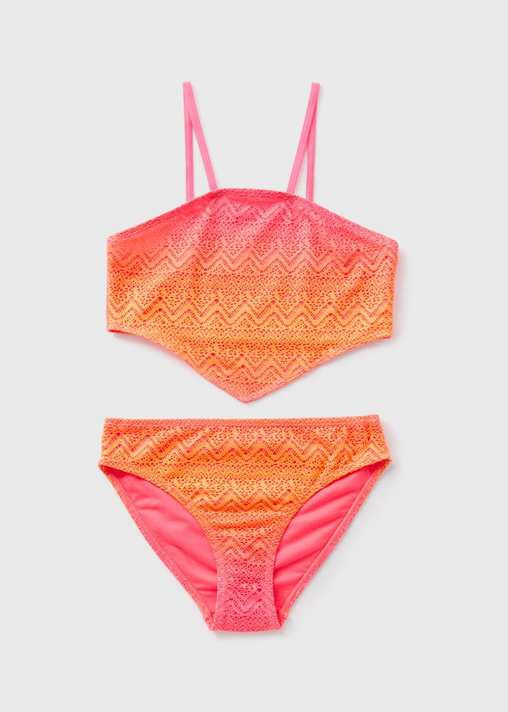 Girls Pink Ombre Lace Bikini Set (6-15yrs) - 6-7 Yrs Image 1