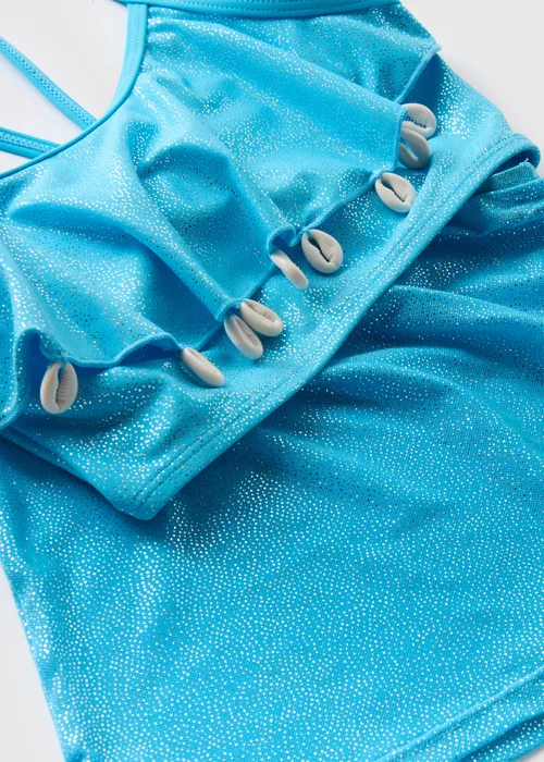 Girls Blue 3 Piece Metallic Swim Set (6-15yrs) - 6-7 Yrs Image 2