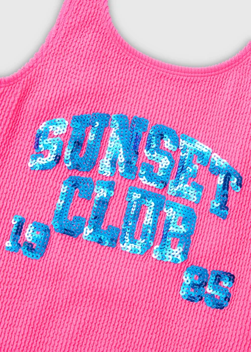 Girls Blue & Purple Sunset Club Crinkle Swimsuit (6-14yrs) - 6-7 Yrs Image 2
