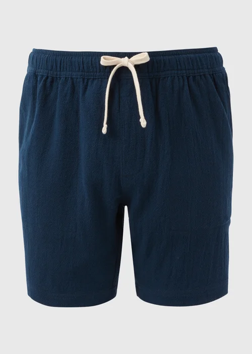 Navy Textured Drawcord Shorts - S Image 5