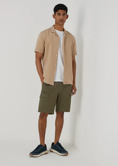 Khaki Technical Drawcord Cargo Shorts - S Image 4