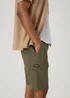 Khaki Technical Drawcord Cargo Shorts - S Image 3