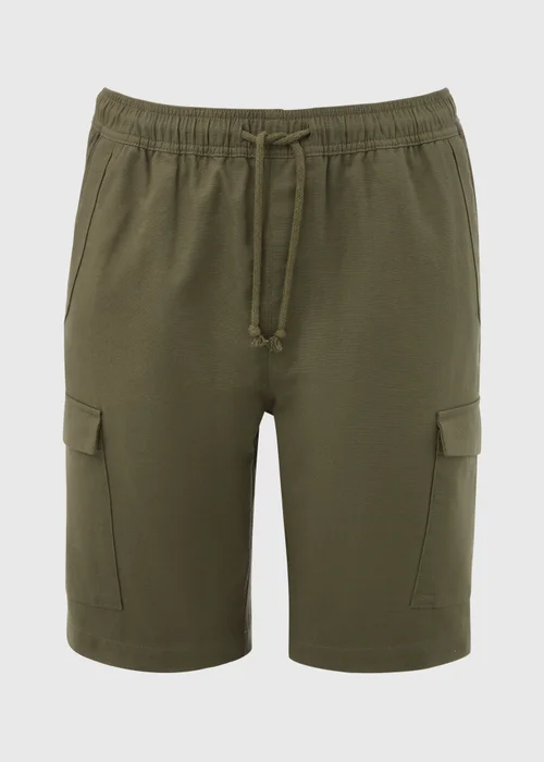 Khaki Technical Drawcord Cargo Shorts - S Image 5