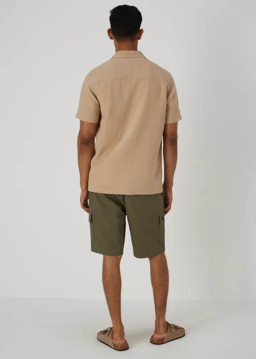 Khaki Technical Drawcord Cargo Shorts - S Image 2