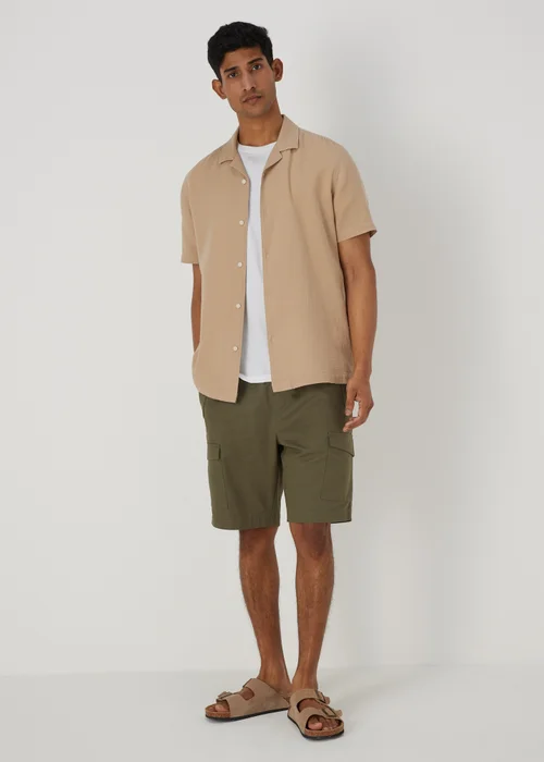 Khaki Technical Drawcord Cargo Shorts - S Image 1