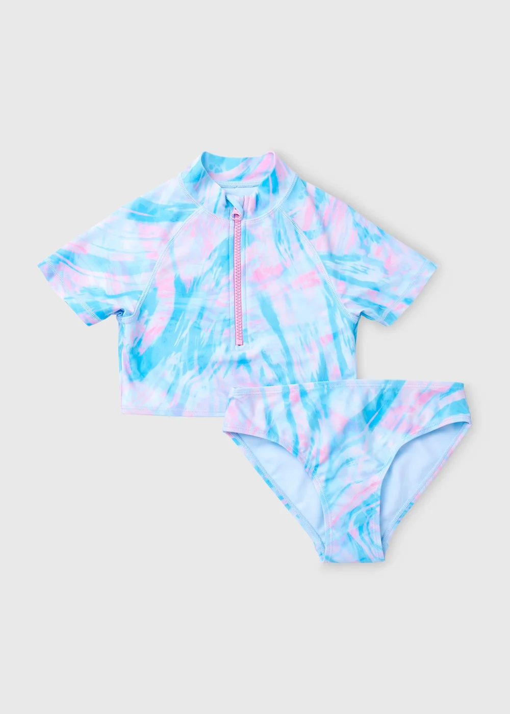 Girls Multicolour Palm Tree Zip Tankini (6-13yrs) - Age 6 - 7 Years Image 1