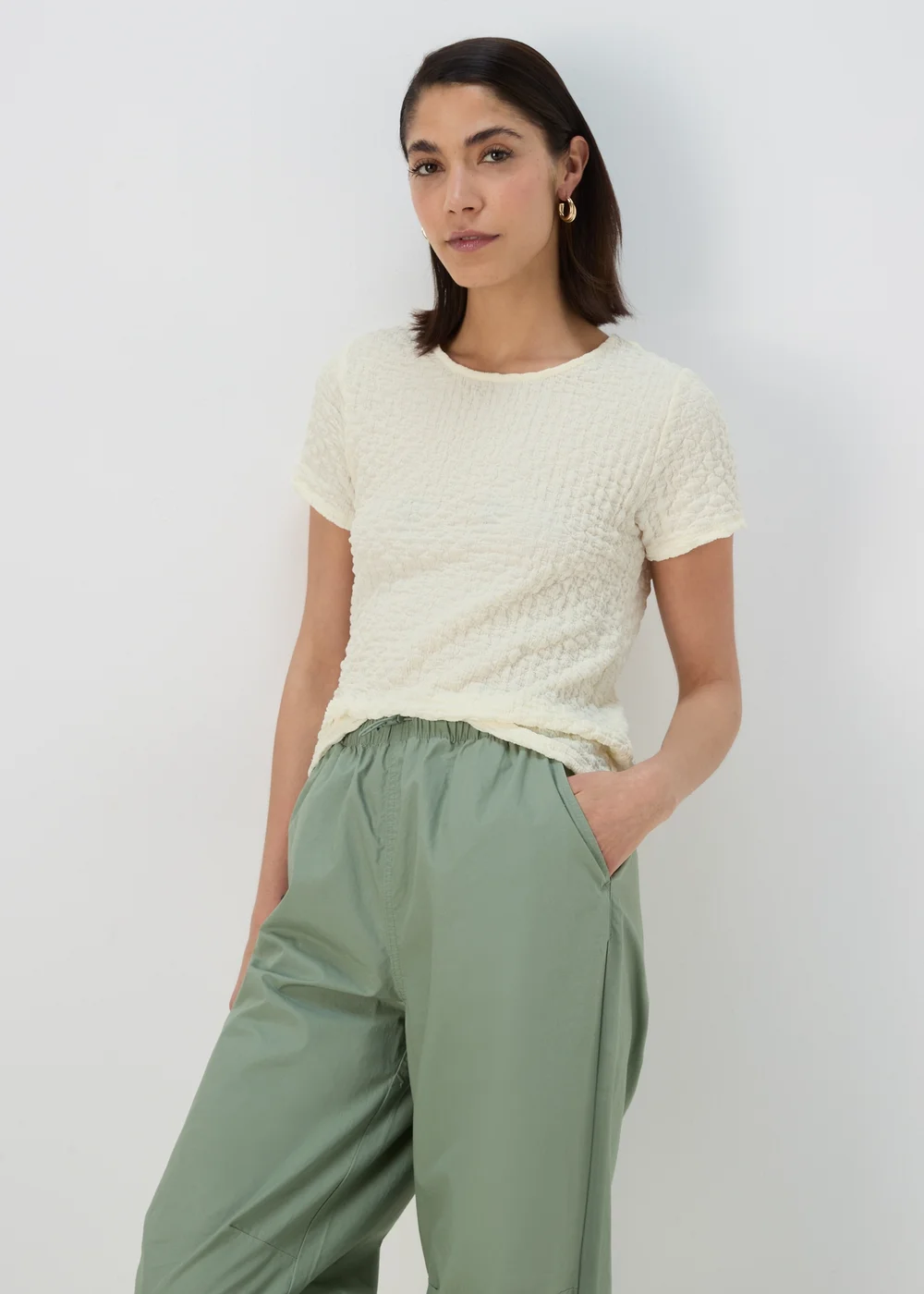 Ivory Textured T-Shirt - 8 Image 1