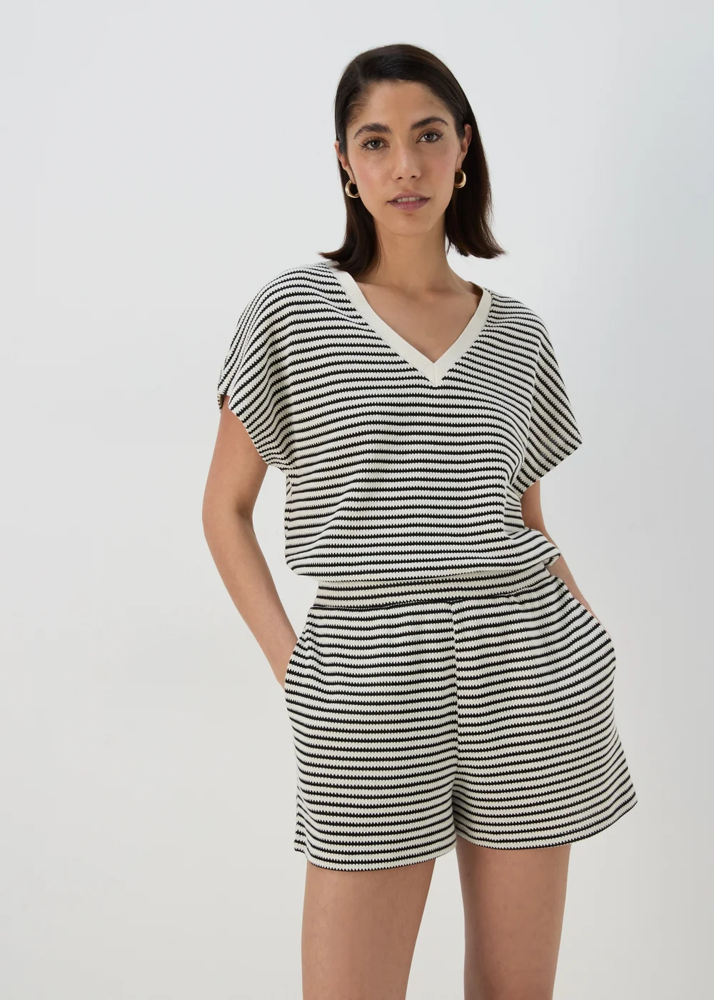 Black & White Stripe Shorts - 8 Image 1