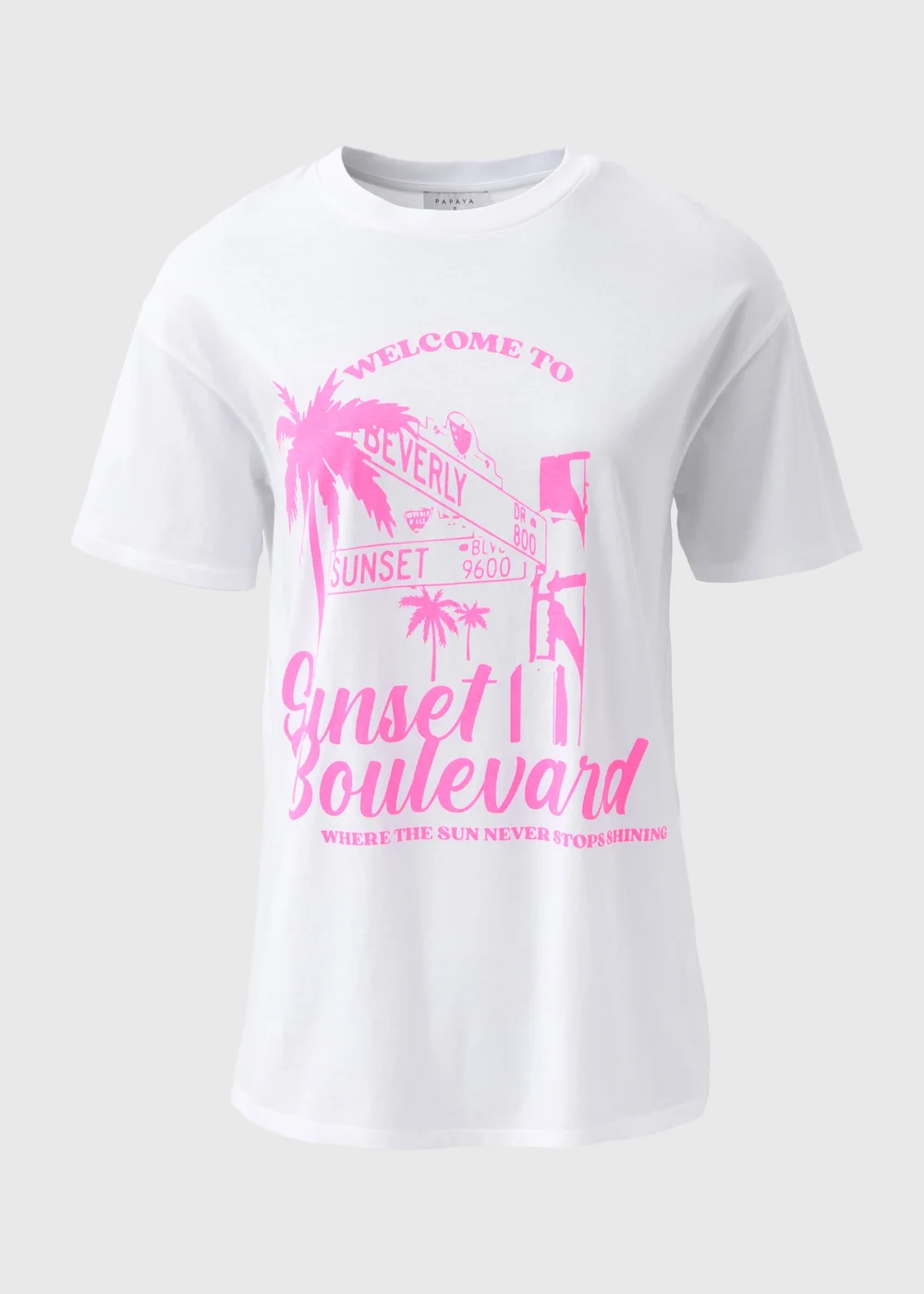 White & Pink Tropical Island Oversized T-Shirt - S Image 5
