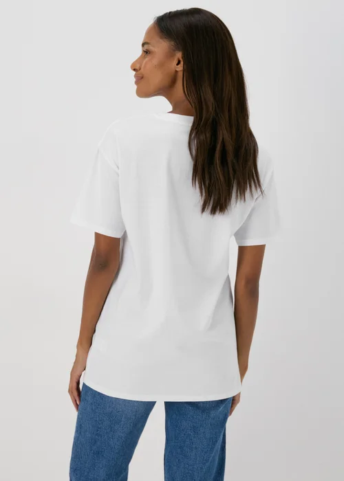 White & Pink Tropical Island Oversized T-Shirt - S Image 2