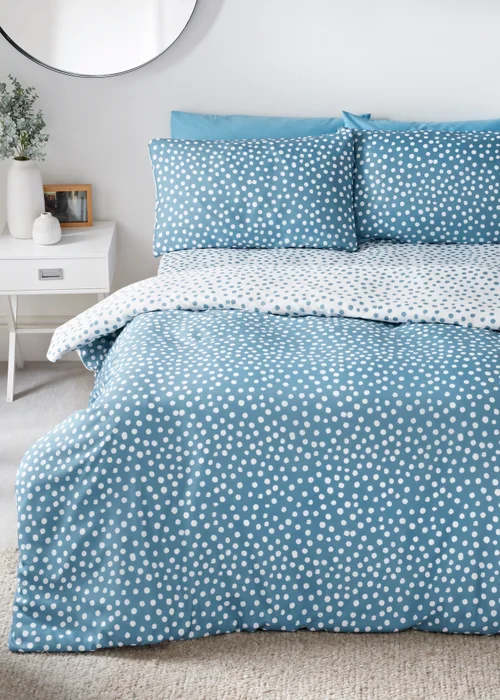 Blue Polka Dot Duvet Set - Single Image 1