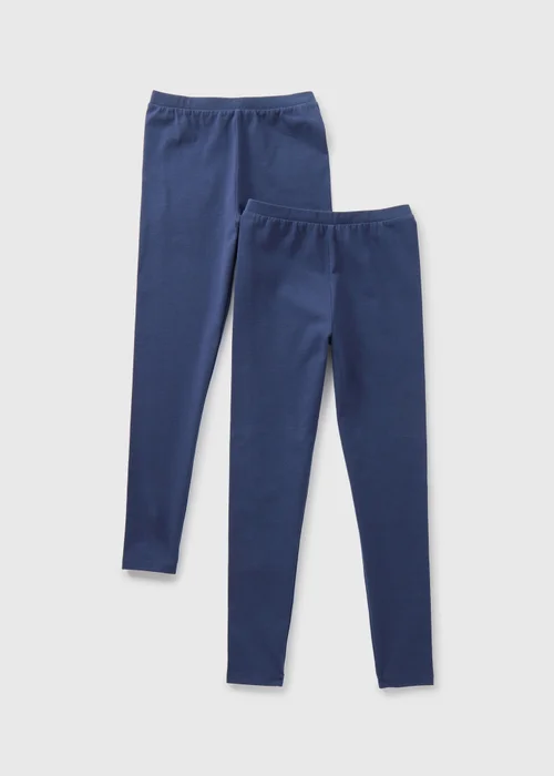 Girls 2 Pack Navy Leggings (7-13yrs) - 8 Yrs Image 1