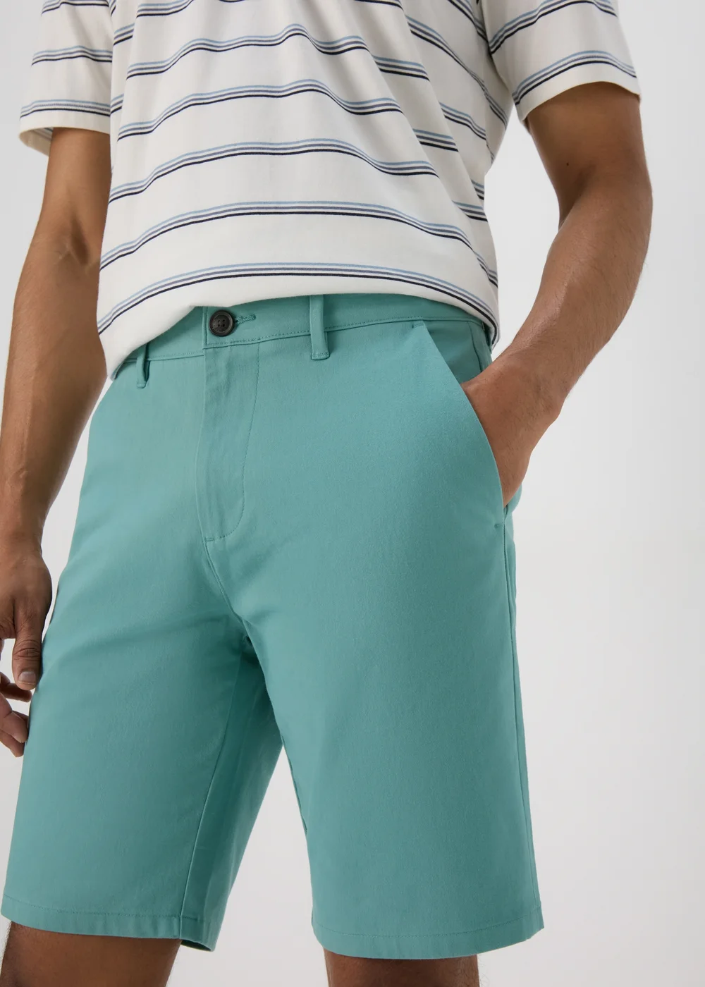 Teal Slim Fit Chino Shorts - 30 Image 3