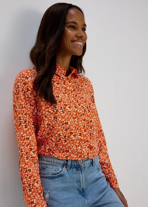 Orange Ditsy Viscose Shirt - 8 Image 3