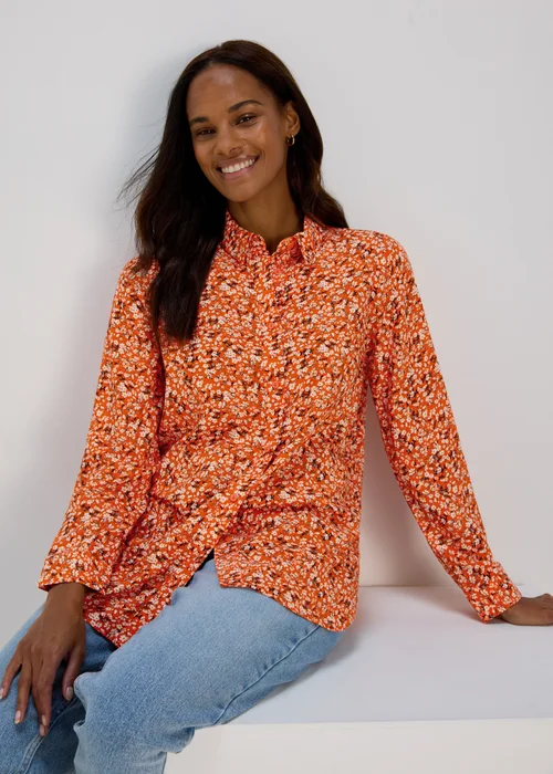 Orange Ditsy Viscose Shirt - 8 Image 1