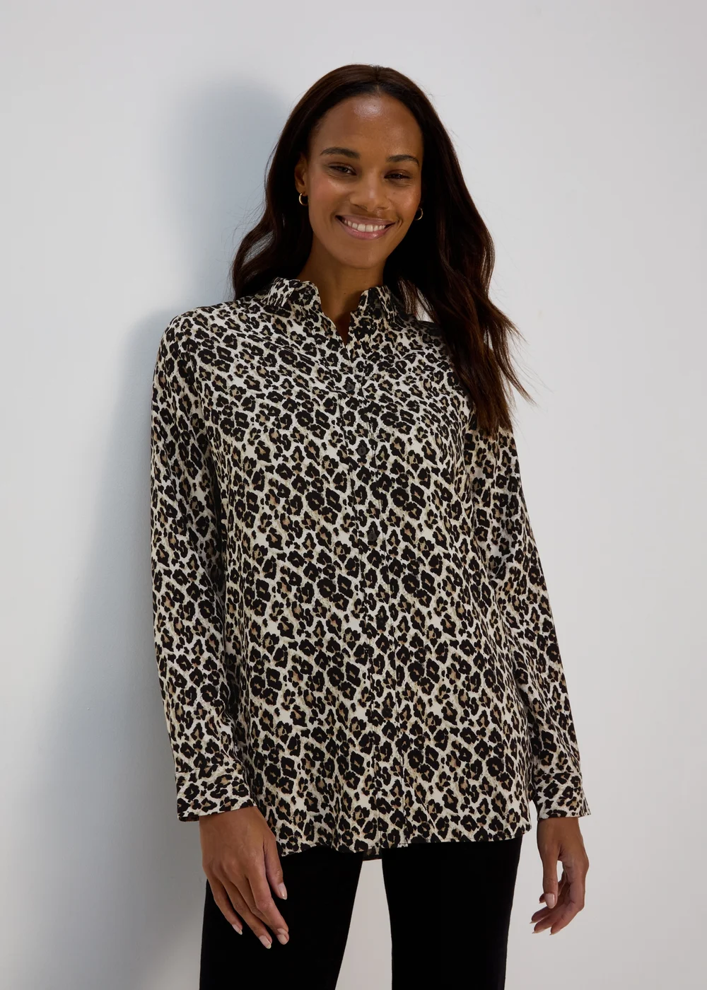 Brown Leopard Print Viscose Shirt - 8 Image 1
