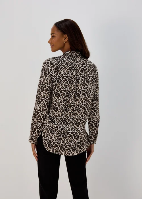 Brown Leopard Print Viscose Shirt - 8 Image 2