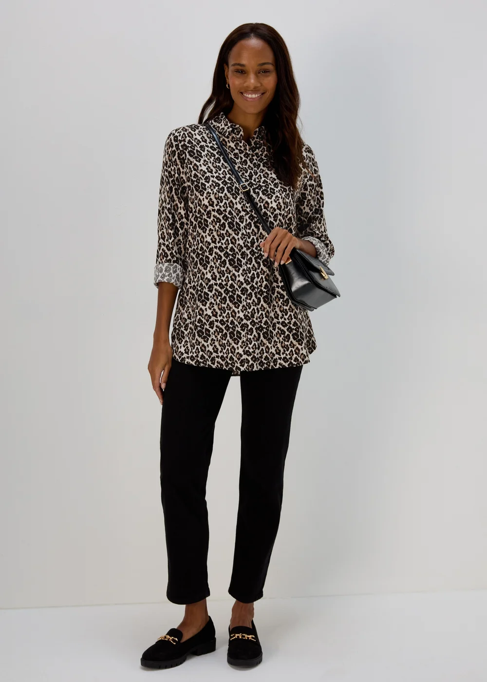 Brown Leopard Print Viscose Shirt - 8 Image 4