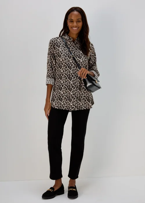 Brown Leopard Print Viscose Shirt - 8 Image 4