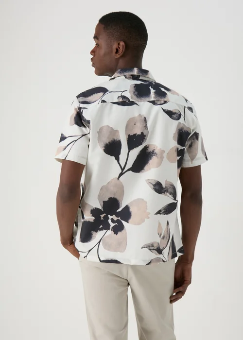 White Pink Floral Print Shirt - Small Image 2